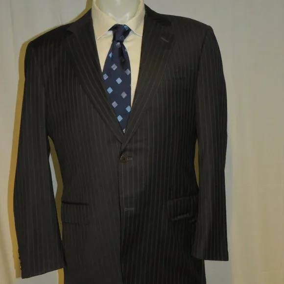 Canali 13320 Drop 7 Gray Striped Two Button Suit 42L